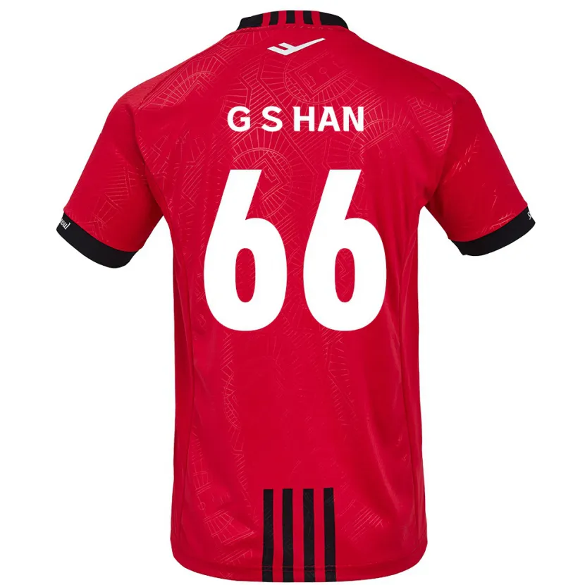 Danxen Niño Camiseta Seung-Gyu Han #66 Negro Rojo 1ª Equipación 2024/25 La Camisa