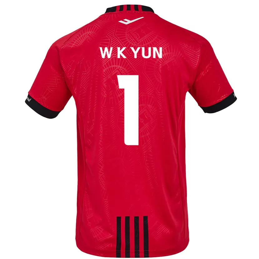 Danxen Niño Camiseta Ki-Wook Yun #1 Negro Rojo 1ª Equipación 2024/25 La Camisa