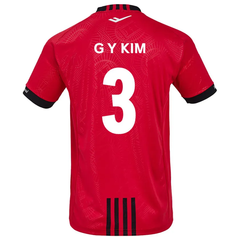 Danxen Niño Camiseta Yu-Geon Kim #3 Negro Rojo 1ª Equipación 2024/25 La Camisa