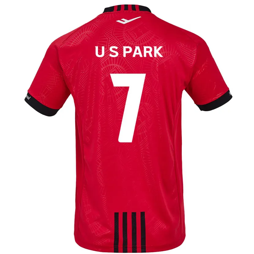 Danxen Niño Camiseta Sun-Uk Park #7 Negro Rojo 1ª Equipación 2024/25 La Camisa