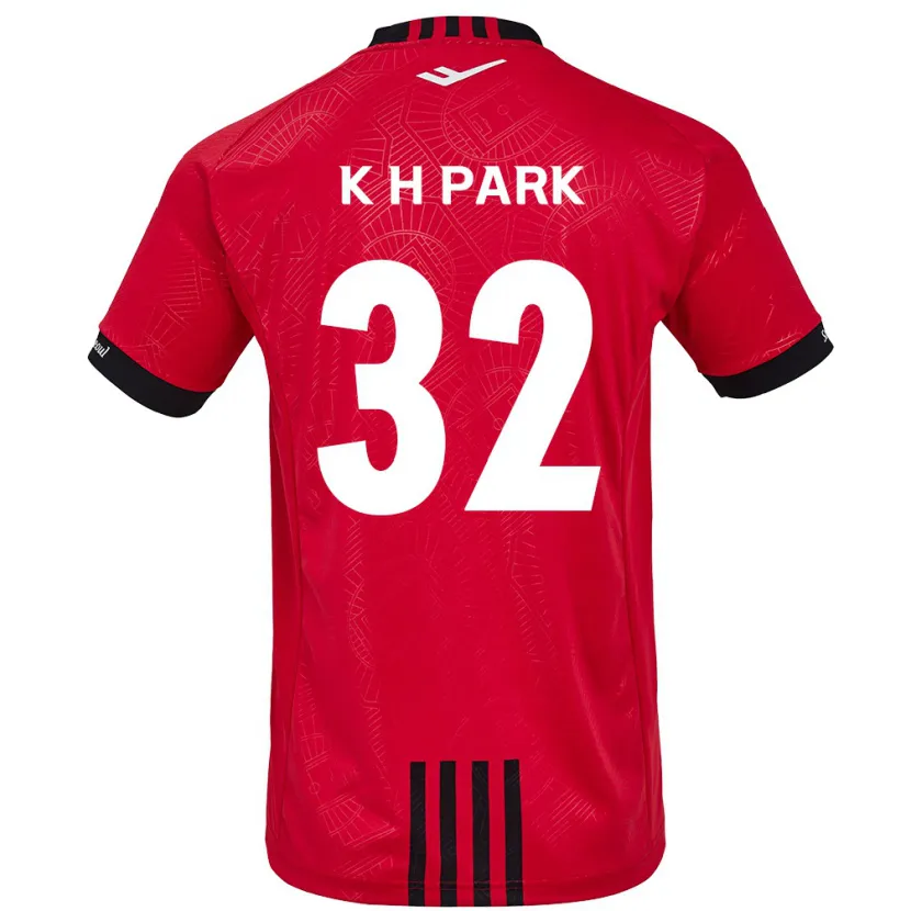 Danxen Niño Camiseta Han-Kyul Park #32 Negro Rojo 1ª Equipación 2024/25 La Camisa