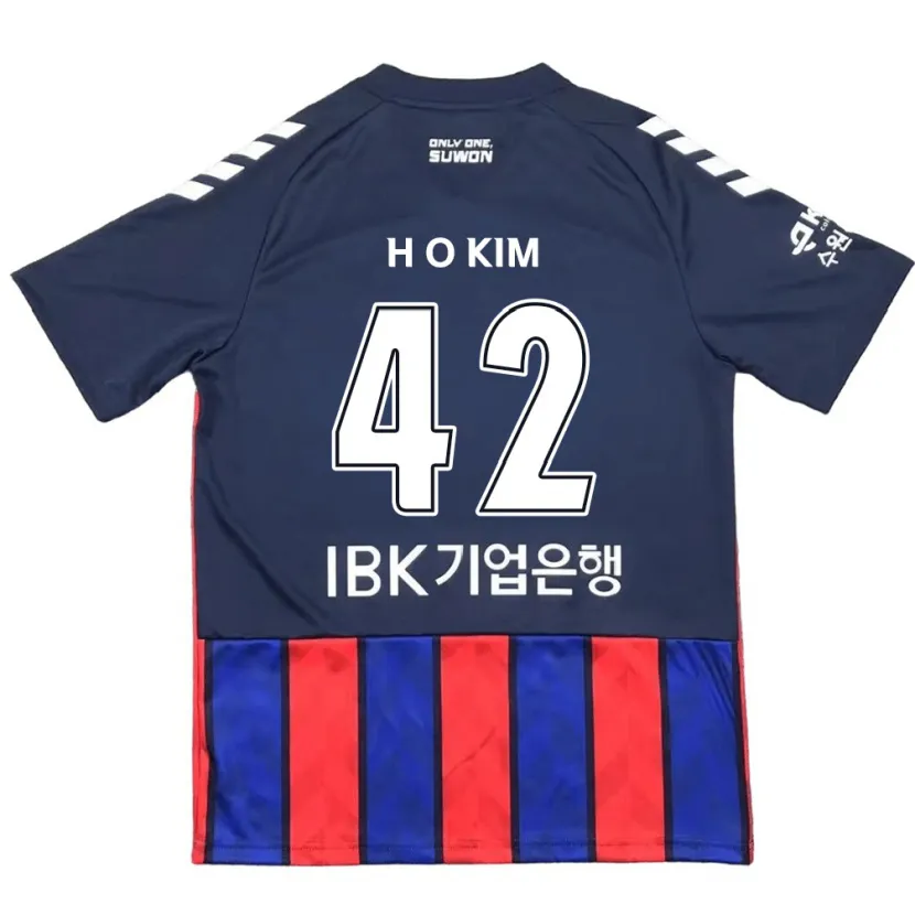 Danxen Niño Camiseta One-Hyung Kim #42 Azul Rojo 1ª Equipación 2024/25 La Camisa