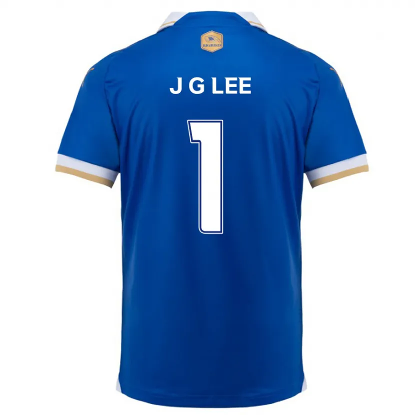 Danxen Niño Camiseta Gyeong-Jun Lee #1 Azul Blanco 1ª Equipación 2024/25 La Camisa