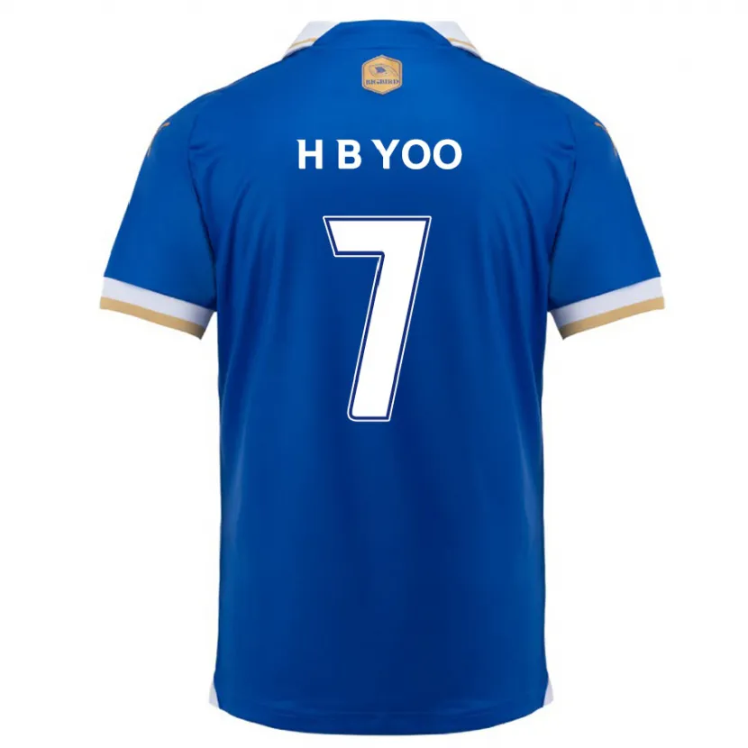 Danxen Niño Camiseta Byung-Heon Yoo #7 Azul Blanco 1ª Equipación 2024/25 La Camisa