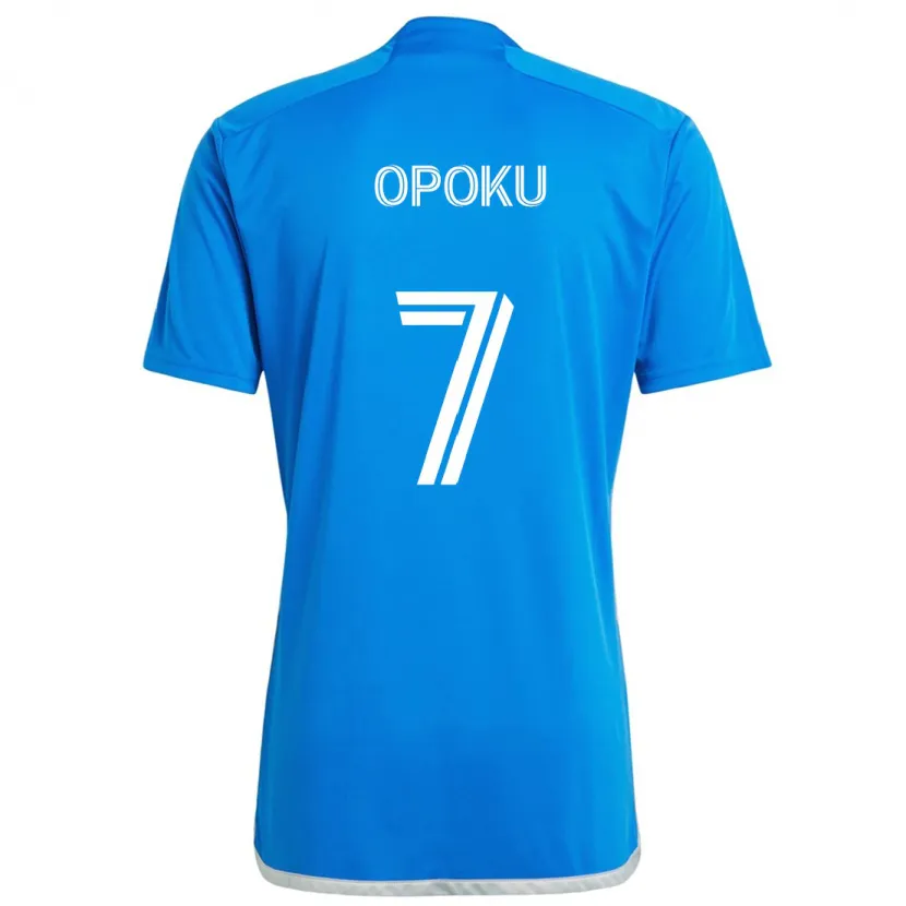 Danxen Niño Camiseta Kwadwo Opoku #7 Azul Blanco 1ª Equipación 2024/25 La Camisa