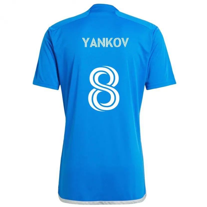 Danxen Niño Camiseta Dominik Yankov #8 Azul Blanco 1ª Equipación 2024/25 La Camisa