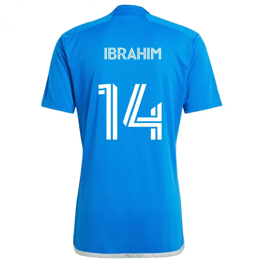 Danxen Niño Camiseta Sunusi Ibrahim #14 Azul Blanco 1ª Equipación 2024/25 La Camisa