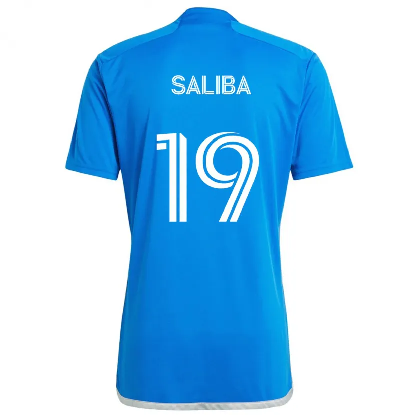 Danxen Niño Camiseta Nathan-Dylan Saliba #19 Azul Blanco 1ª Equipación 2024/25 La Camisa