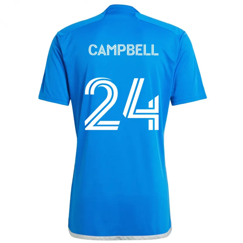 Danxen Niño Camiseta George Campbell #24 Azul Blanco 1ª Equipación 2024/25 La Camisa