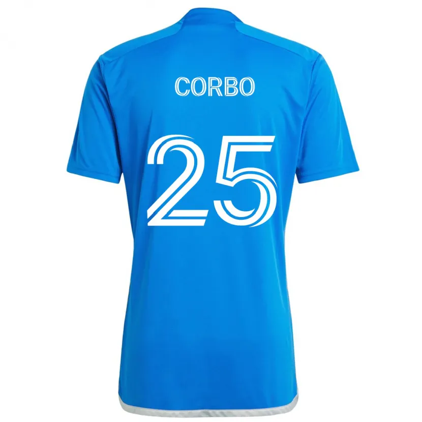 Danxen Niño Camiseta Gabriele Corbo #25 Azul Blanco 1ª Equipación 2024/25 La Camisa