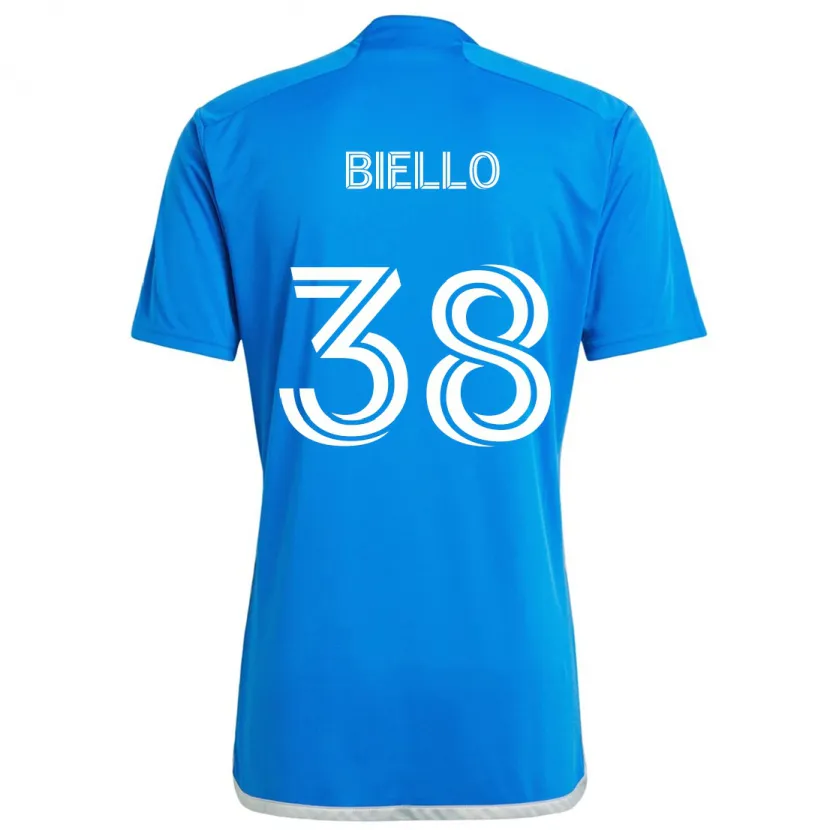 Danxen Niño Camiseta Alessandro Biello #38 Azul Blanco 1ª Equipación 2024/25 La Camisa