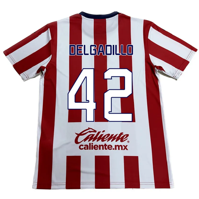 Danxen Niño Camiseta Diego Delgadillo #42 Rojo Blanco 1ª Equipación 2024/25 La Camisa