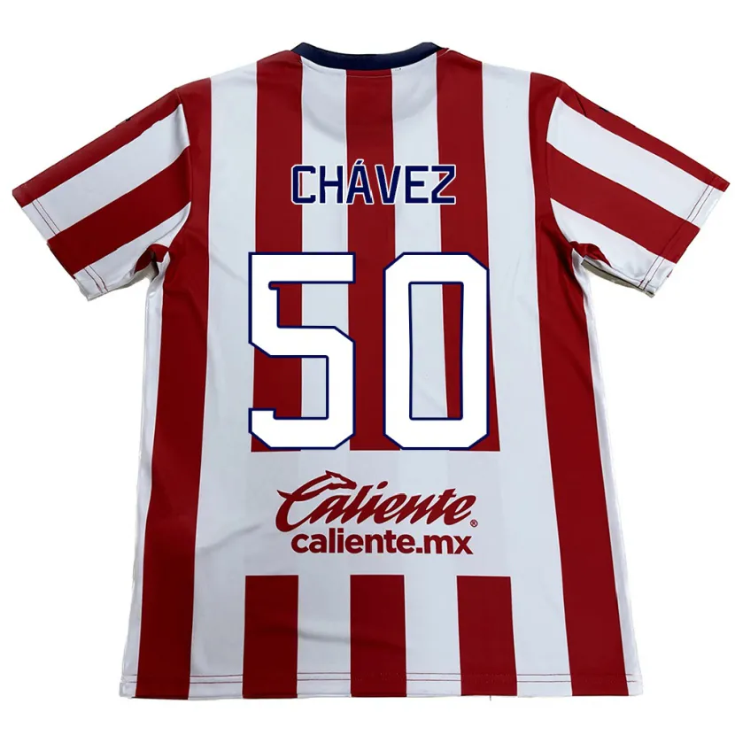 Danxen Niño Camiseta Mateo Chávez #50 Rojo Blanco 1ª Equipación 2024/25 La Camisa