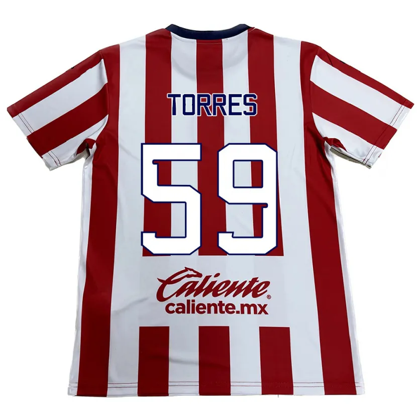 Danxen Niño Camiseta Christian Torres #59 Rojo Blanco 1ª Equipación 2024/25 La Camisa