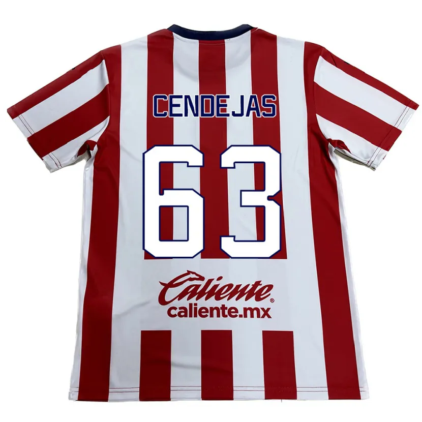 Danxen Niño Camiseta Matías Cendejas #63 Rojo Blanco 1ª Equipación 2024/25 La Camisa