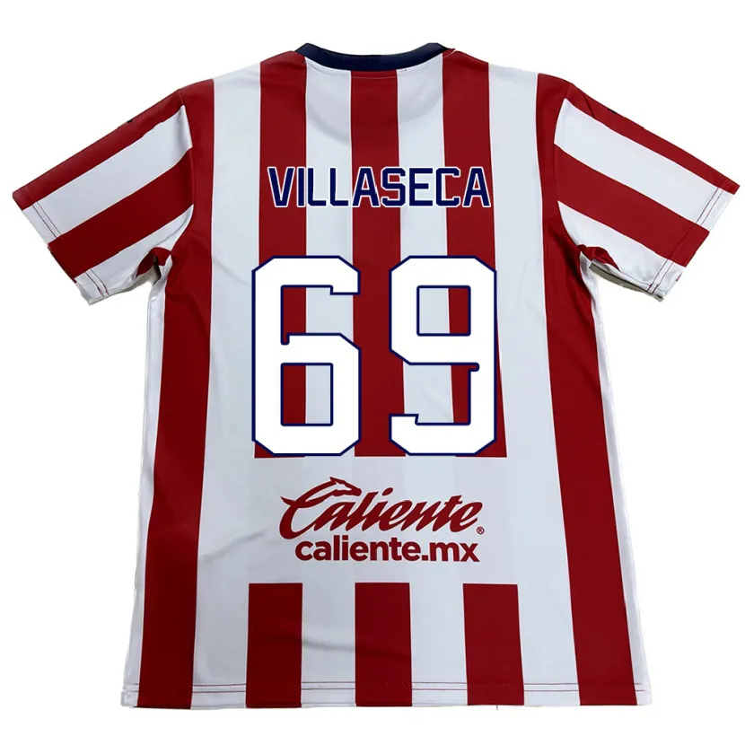 Danxen Niño Camiseta Daniel Villaseca #69 Rojo Blanco 1ª Equipación 2024/25 La Camisa