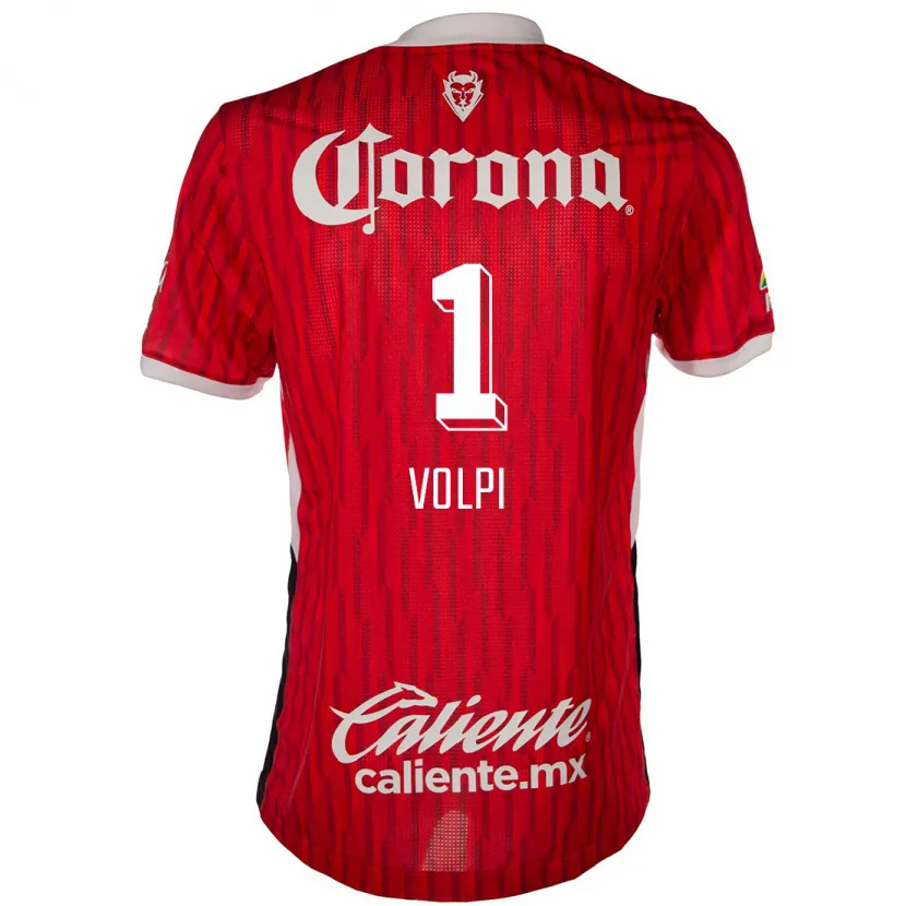 Danxen Niño Camiseta Tiago Volpi #1 Rojo Blanco 1ª Equipación 2024/25 La Camisa