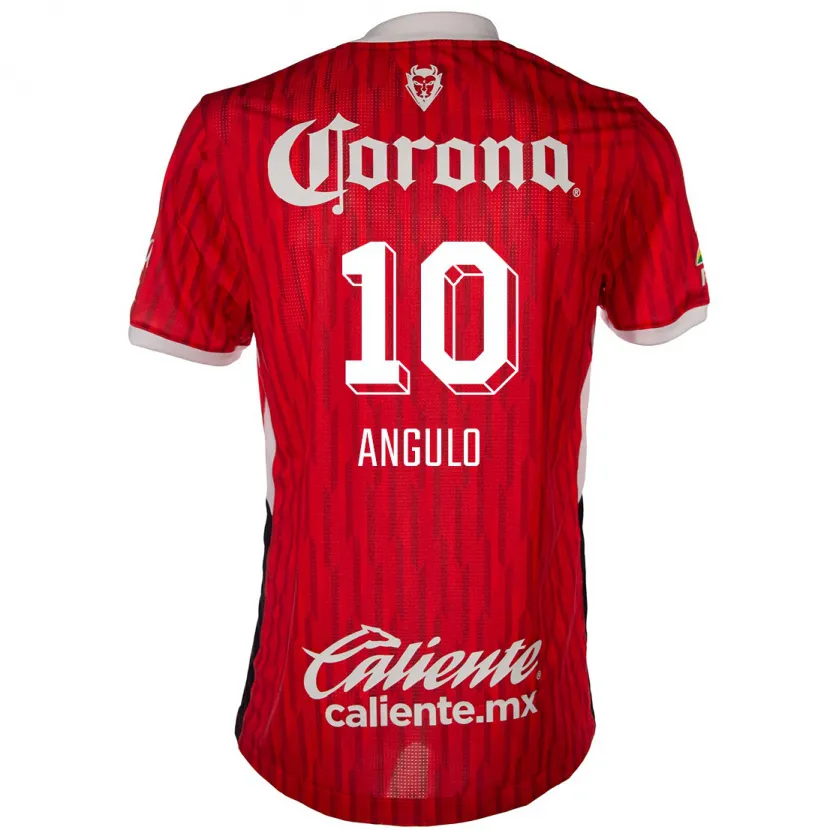 Danxen Niño Camiseta Jesús Angulo #10 Rojo Blanco 1ª Equipación 2024/25 La Camisa