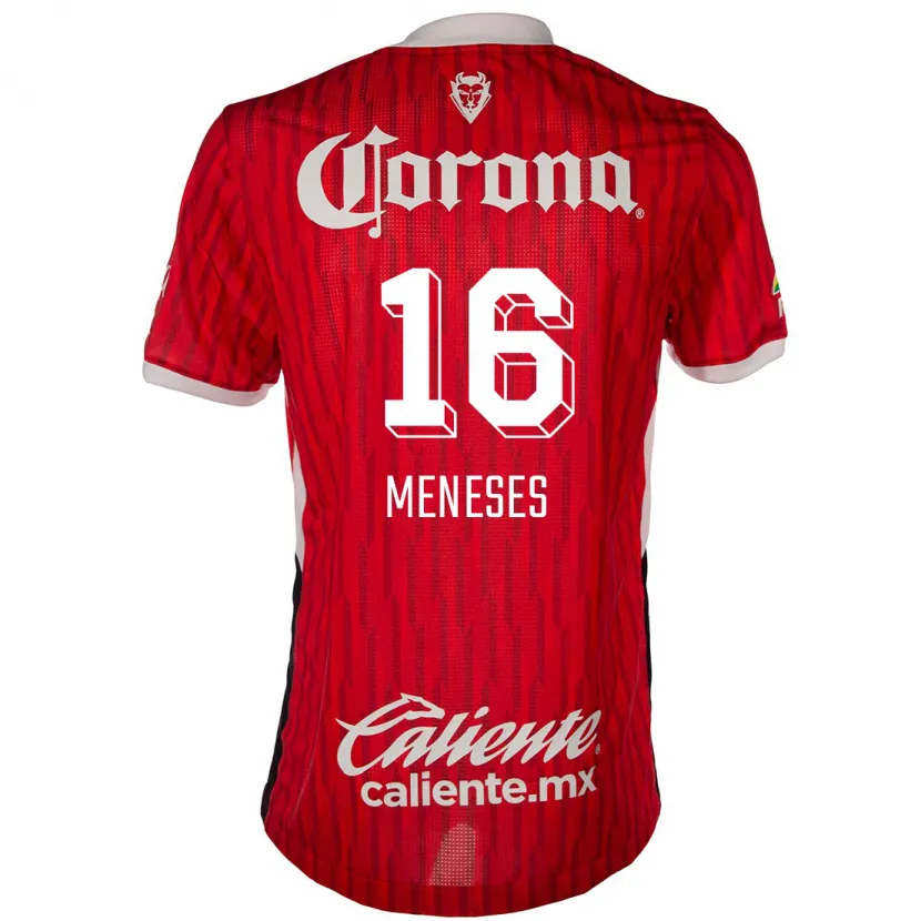 Danxen Niño Camiseta Jean Meneses #16 Rojo Blanco 1ª Equipación 2024/25 La Camisa