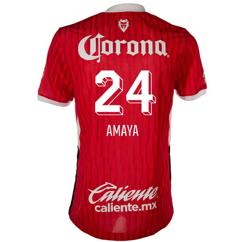 Danxen Niño Camiseta Frankie Amaya #24 Rojo Blanco 1ª Equipación 2024/25 La Camisa