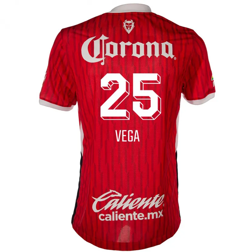 Danxen Niño Camiseta Alexis Vega #25 Rojo Blanco 1ª Equipación 2024/25 La Camisa