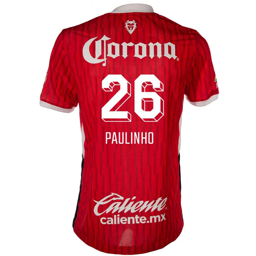 Danxen Niño Camiseta Paulinho #26 Rojo Blanco 1ª Equipación 2024/25 La Camisa