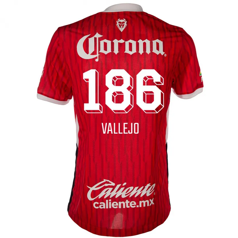 Danxen Niño Camiseta Saúl Vallejo #186 Rojo Blanco 1ª Equipación 2024/25 La Camisa