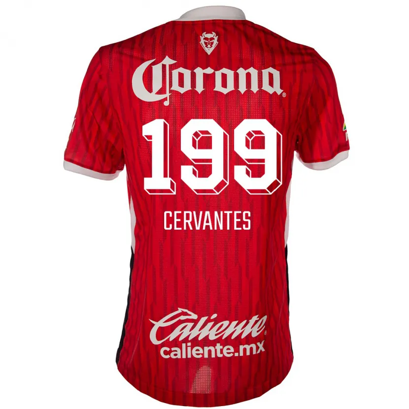 Danxen Niño Camiseta Axel Cervantes #199 Rojo Blanco 1ª Equipación 2024/25 La Camisa