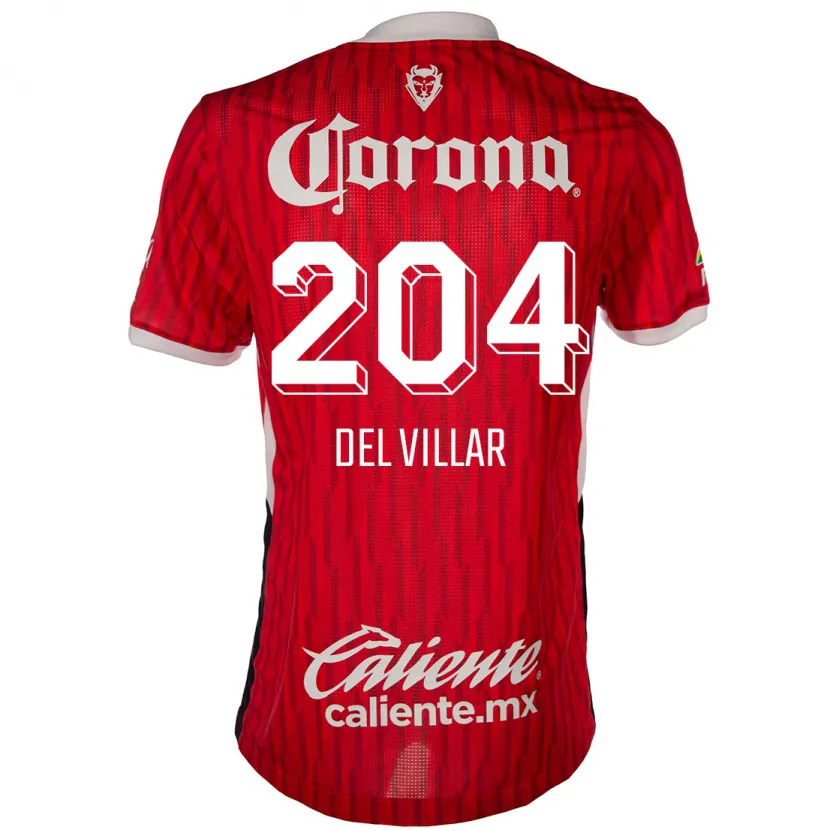 Danxen Niño Camiseta Everardo Del Villar #204 Rojo Blanco 1ª Equipación 2024/25 La Camisa