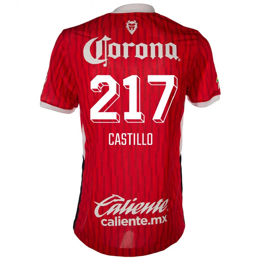 Danxen Niño Camiseta Klever Castillo #217 Rojo Blanco 1ª Equipación 2024/25 La Camisa