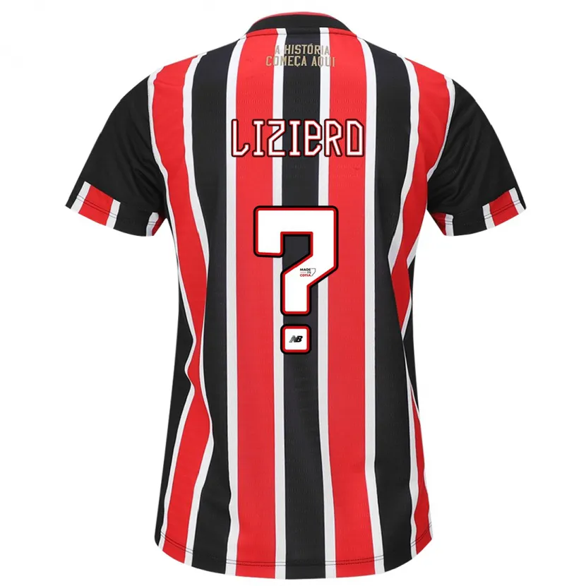 Danxen Niño Camiseta Liziero #0 Negro Rojo Blanco 2ª Equipación 2024/25 La Camisa