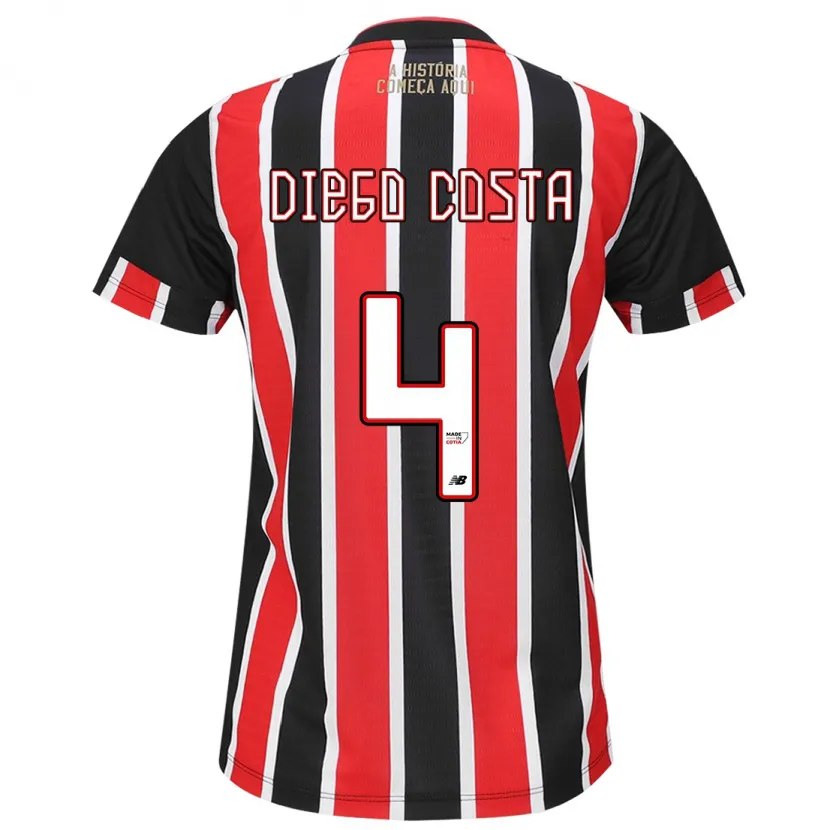 Danxen Niño Camiseta Diego Costa #4 Negro Rojo Blanco 2ª Equipación 2024/25 La Camisa