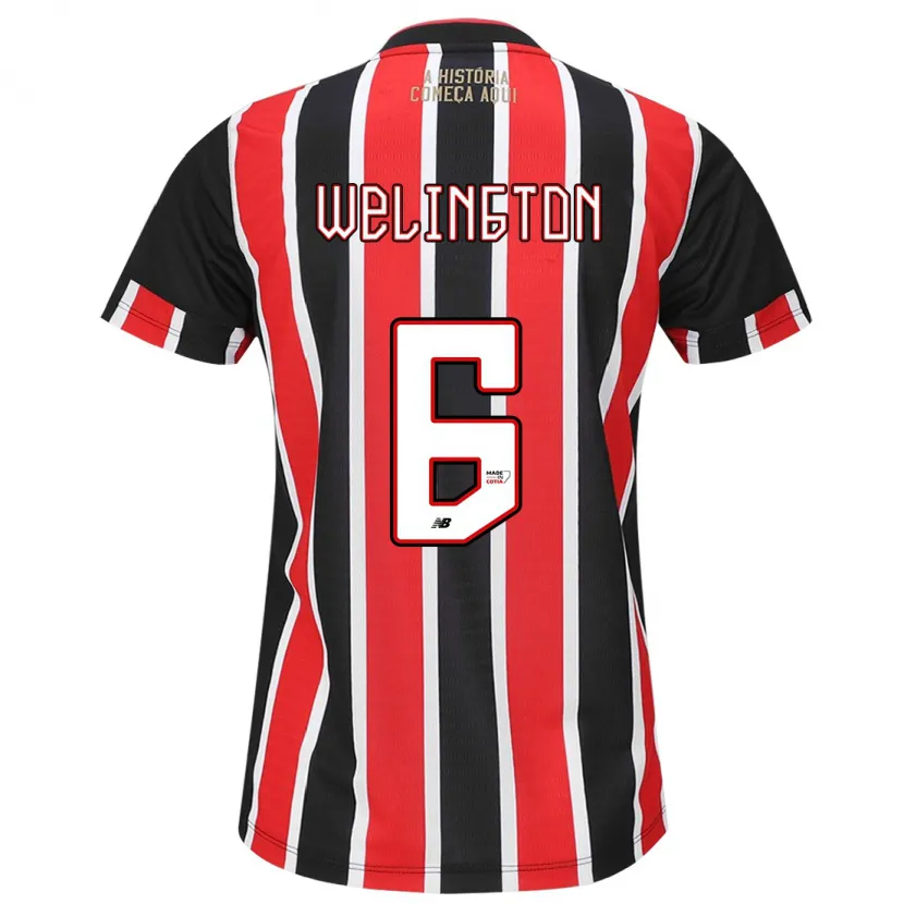 Danxen Niño Camiseta Welington #6 Negro Rojo Blanco 2ª Equipación 2024/25 La Camisa