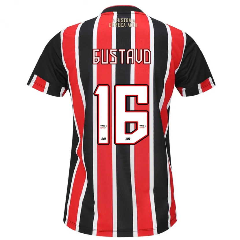 Danxen Niño Camiseta Luiz Gustavo #16 Negro Rojo Blanco 2ª Equipación 2024/25 La Camisa