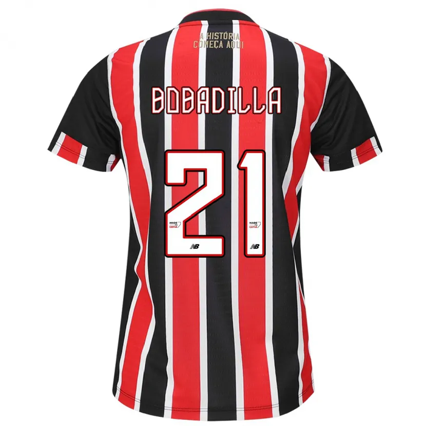 Danxen Niño Camiseta Damián Bobadilla #21 Negro Rojo Blanco 2ª Equipación 2024/25 La Camisa