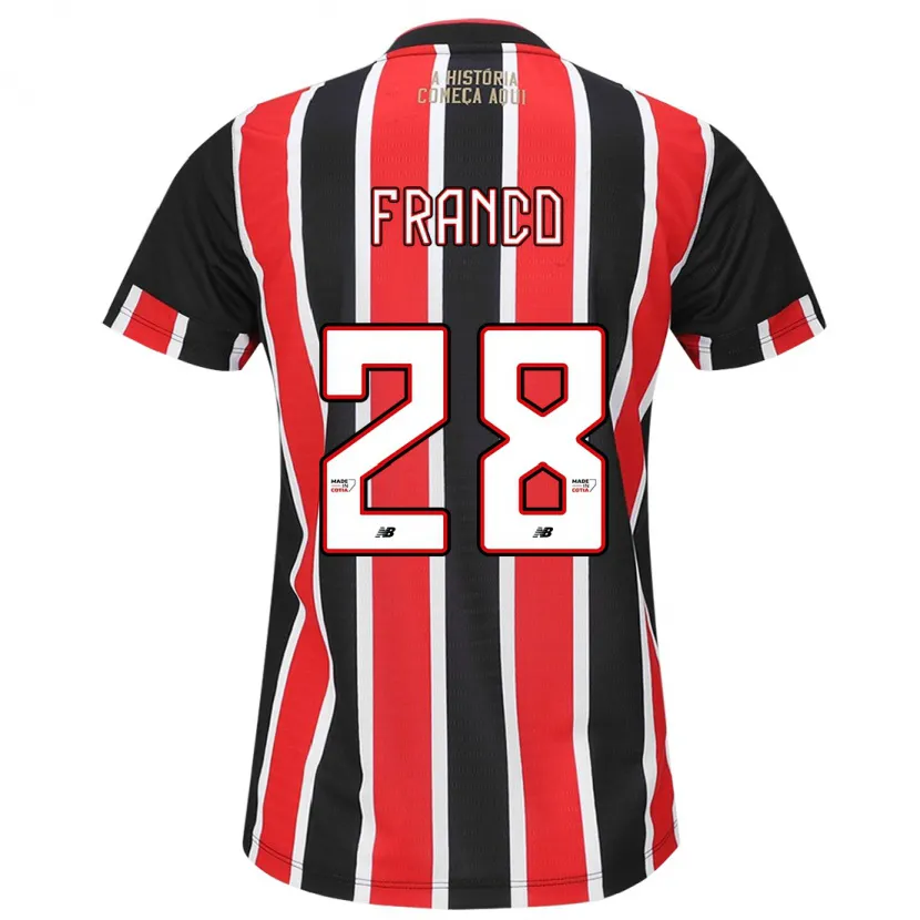 Danxen Niño Camiseta Alan Franco #28 Negro Rojo Blanco 2ª Equipación 2024/25 La Camisa