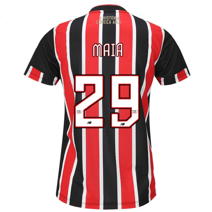 Danxen Niño Camiseta Pablo Maia #29 Negro Rojo Blanco 2ª Equipación 2024/25 La Camisa