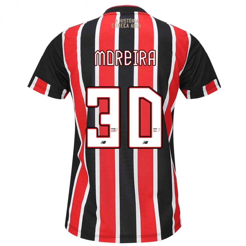 Danxen Niño Camiseta João Moreira #30 Negro Rojo Blanco 2ª Equipación 2024/25 La Camisa