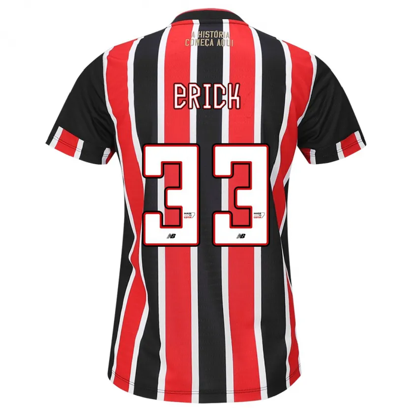 Danxen Niño Camiseta Erick #33 Negro Rojo Blanco 2ª Equipación 2024/25 La Camisa