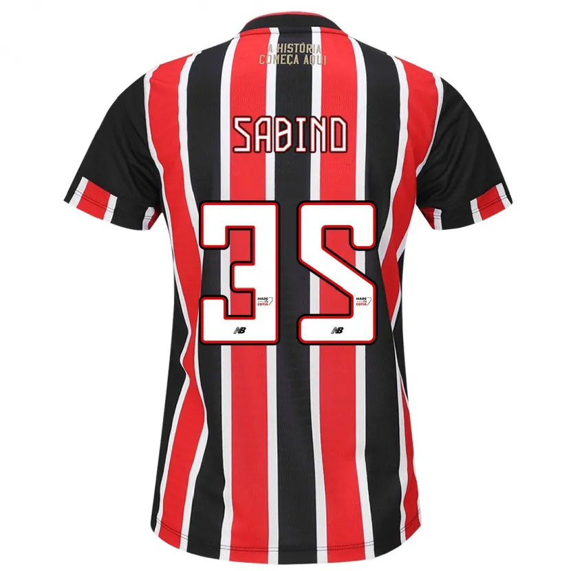 Danxen Niño Camiseta Sabino #35 Negro Rojo Blanco 2ª Equipación 2024/25 La Camisa