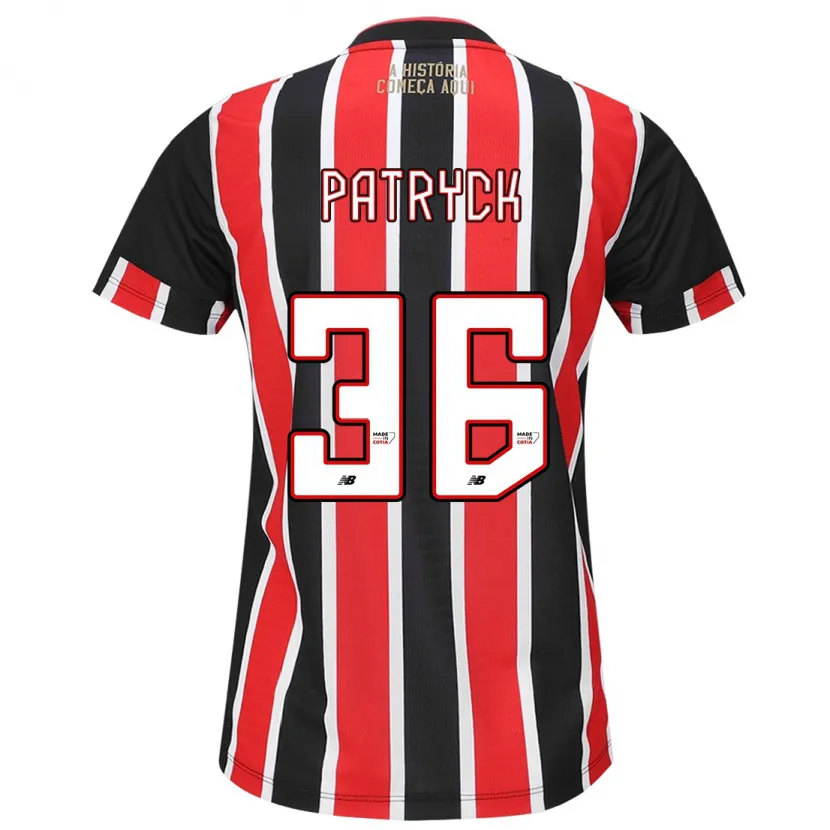 Danxen Niño Camiseta Patryck #36 Negro Rojo Blanco 2ª Equipación 2024/25 La Camisa