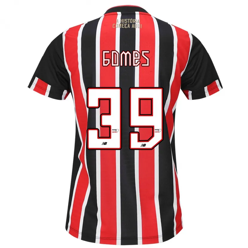 Danxen Niño Camiseta William Gomes #39 Negro Rojo Blanco 2ª Equipación 2024/25 La Camisa