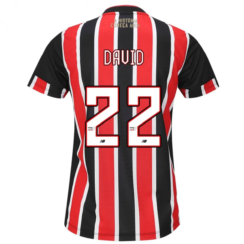 Danxen Niño Camiseta David #22 Negro Rojo Blanco 2ª Equipación 2024/25 La Camisa