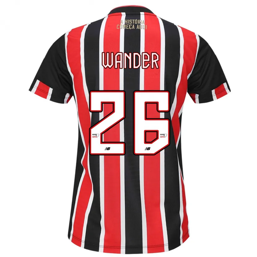 Danxen Niño Camiseta Talles Wander #26 Negro Rojo Blanco 2ª Equipación 2024/25 La Camisa