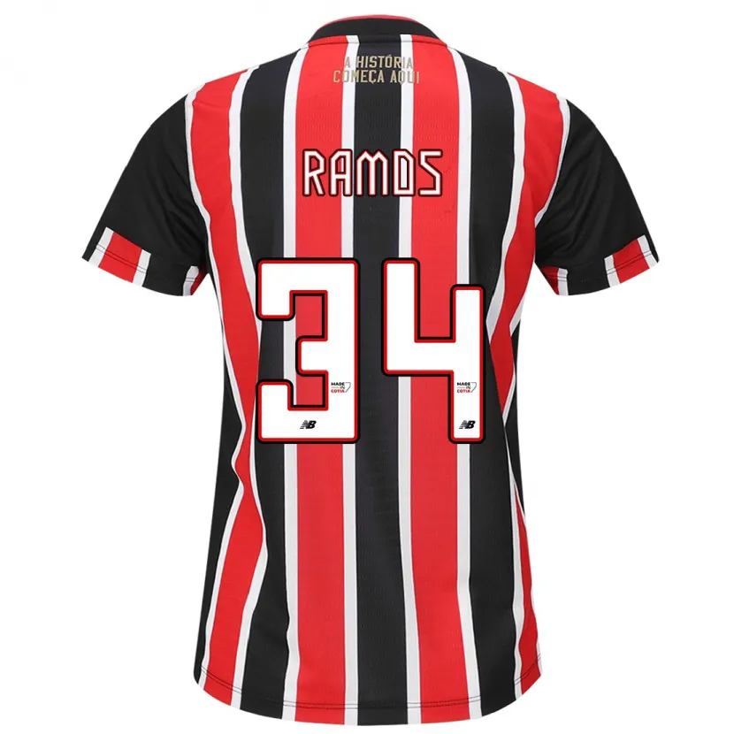 Danxen Niño Camiseta Raí Ramos #34 Negro Rojo Blanco 2ª Equipación 2024/25 La Camisa