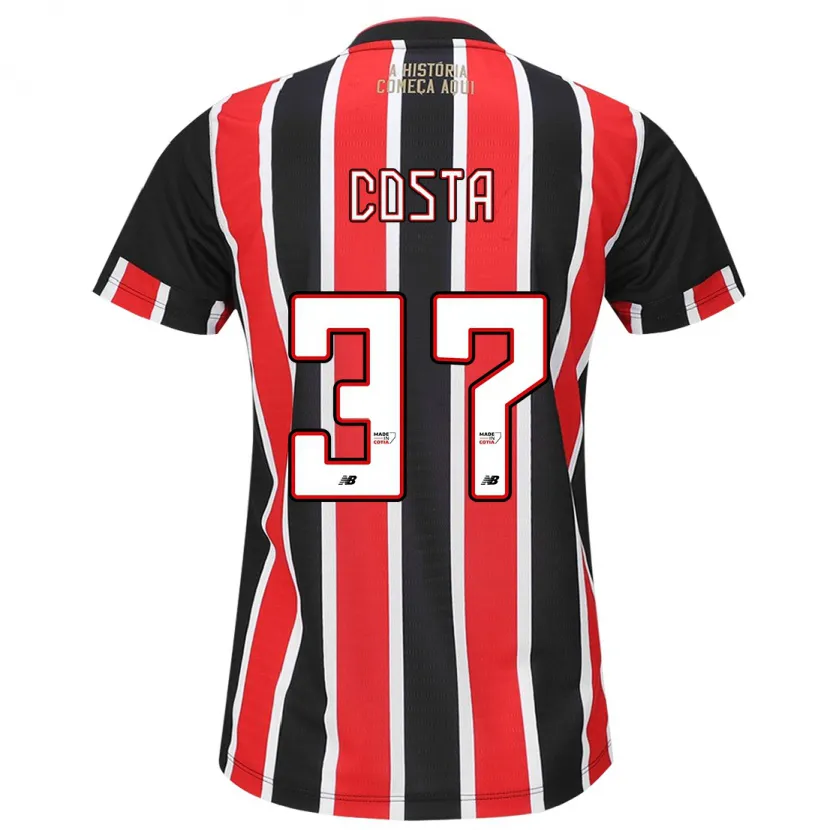 Danxen Niño Camiseta Talles Costa #37 Negro Rojo Blanco 2ª Equipación 2024/25 La Camisa