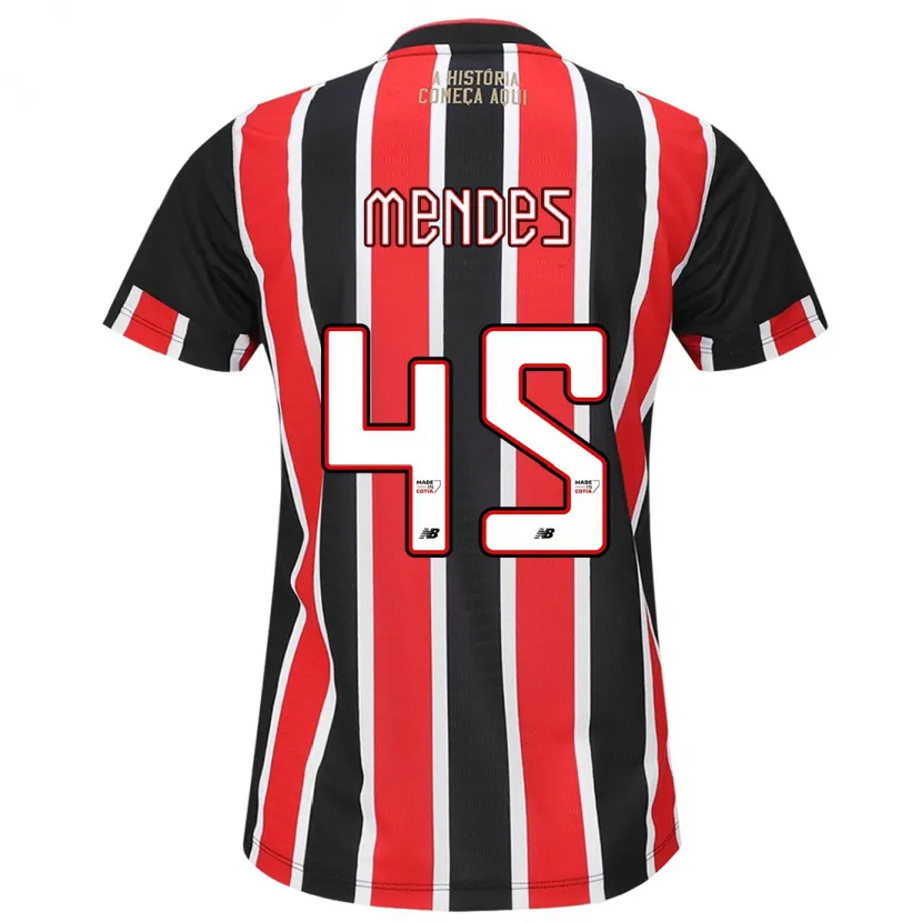 Danxen Niño Camiseta Nathan Mendes #45 Negro Rojo Blanco 2ª Equipación 2024/25 La Camisa