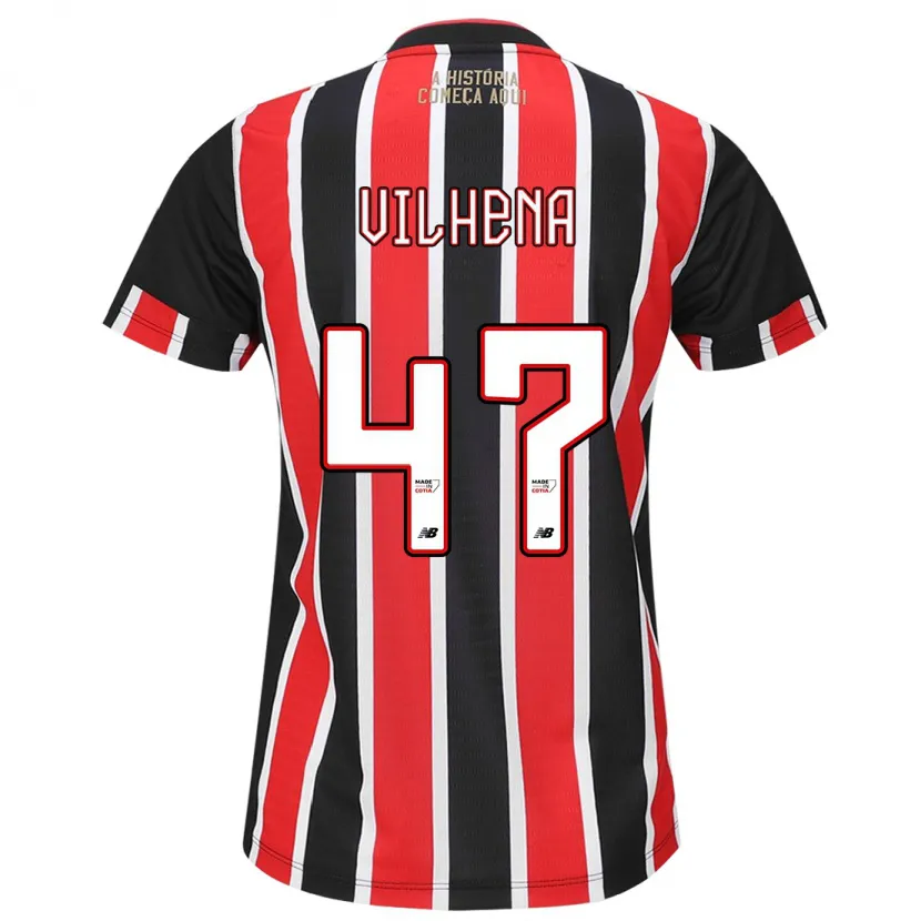 Danxen Niño Camiseta Pedro Vilhena #47 Negro Rojo Blanco 2ª Equipación 2024/25 La Camisa