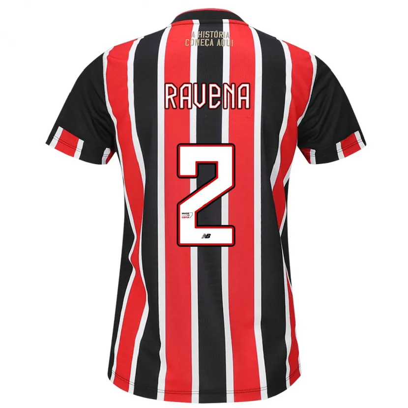 Danxen Niño Camiseta Ravena #2 Negro Rojo Blanco 2ª Equipación 2024/25 La Camisa