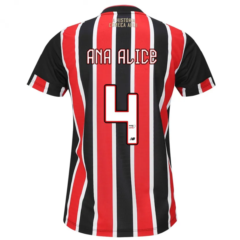 Danxen Niño Camiseta Ana Alice Luciano Da Silva #4 Negro Rojo Blanco 2ª Equipación 2024/25 La Camisa